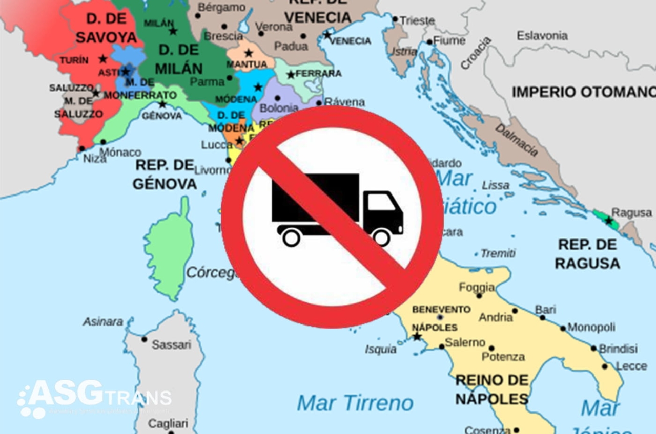 Restricciones a la circulación de camiones en Italia para 2024